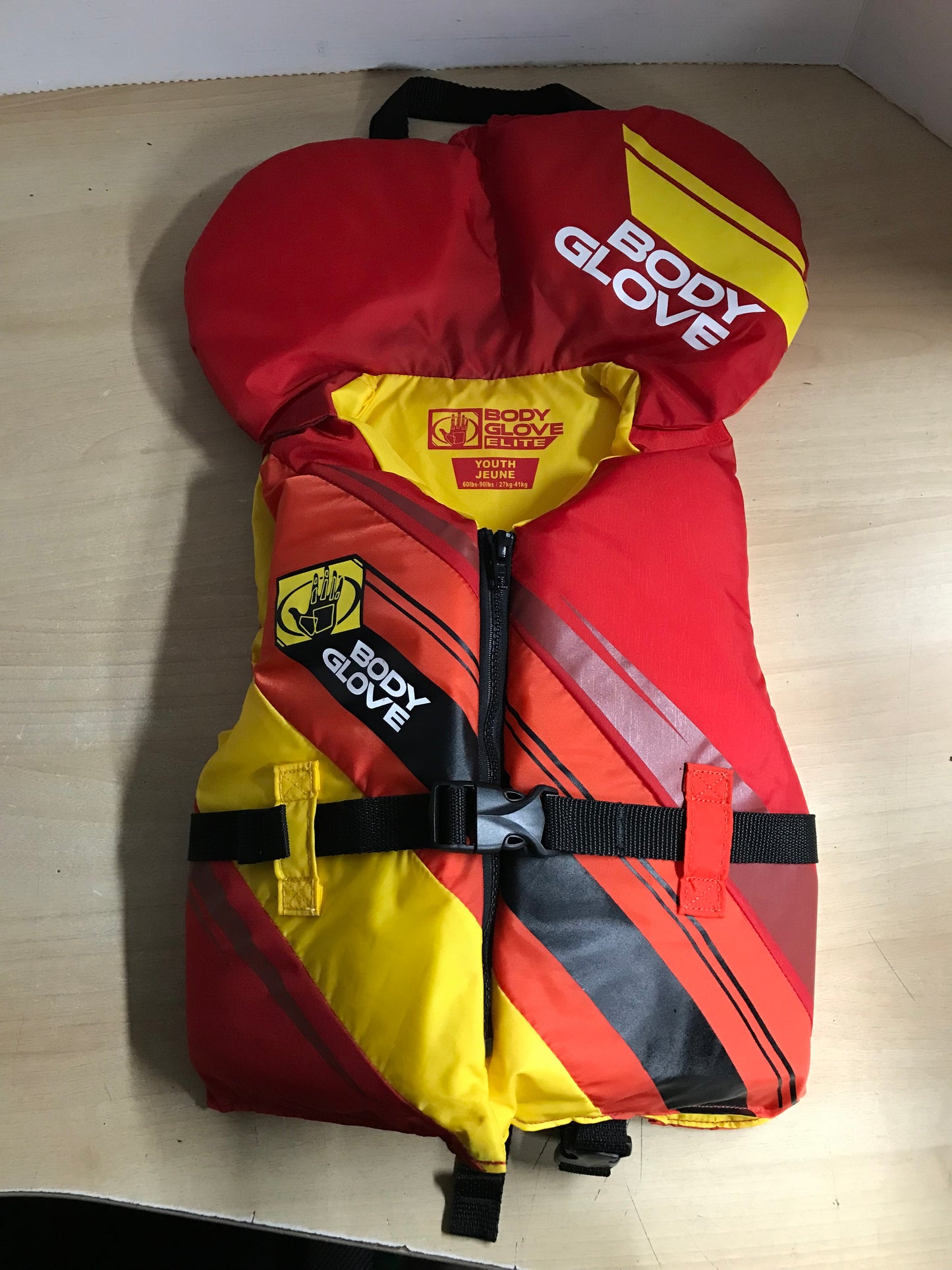 Life Jacket Child Size 60-90 Lb Youth Body Glove Red Yellow New Demo Model