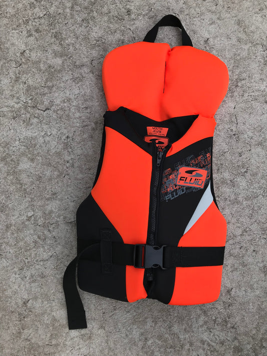 Life Jacket Child Size 60-90 Lb Youth Fluid Brilliant Orange Black Neoprene New Demo Model