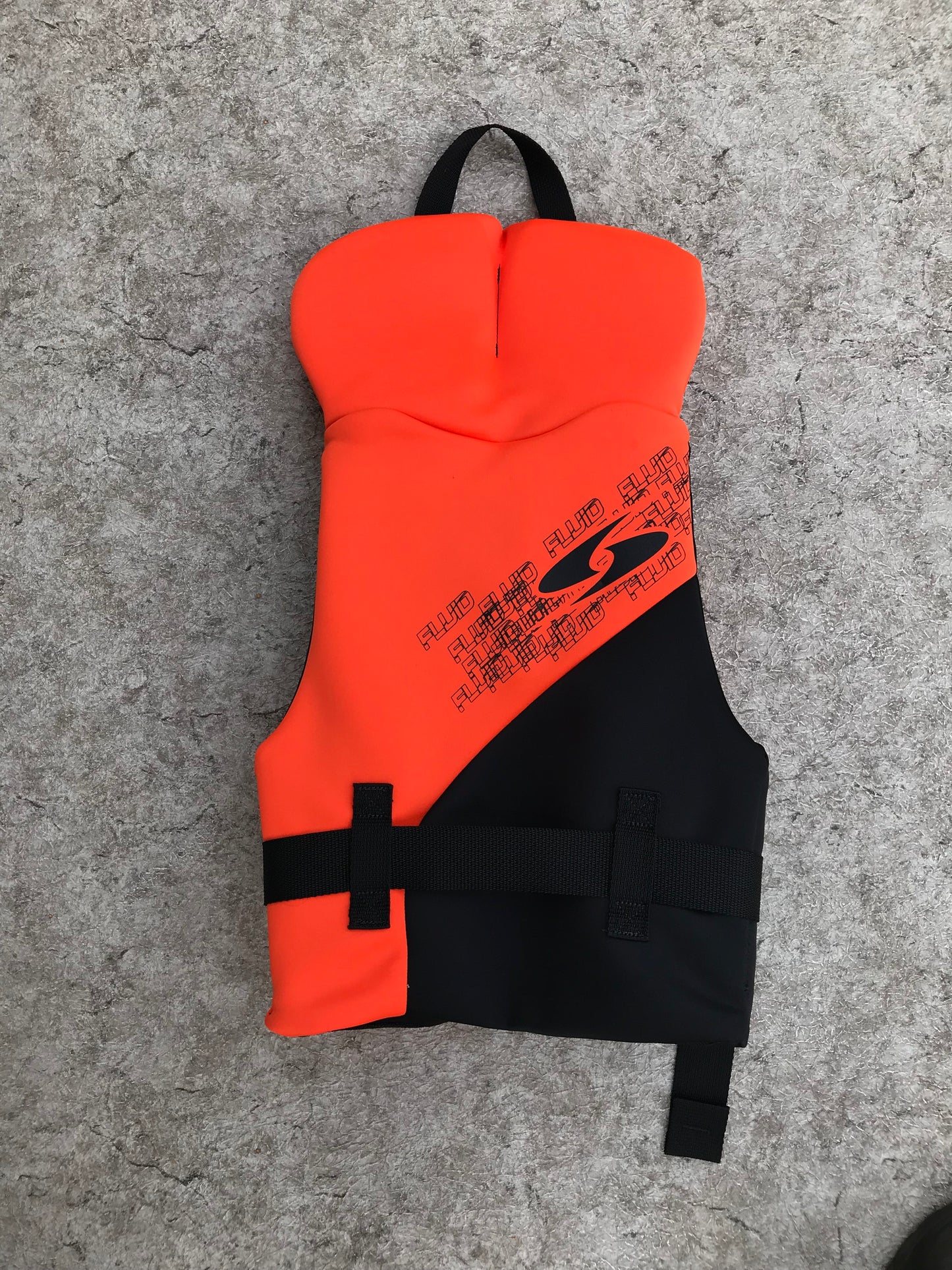 Life Jacket Child Size 60-90 Lb Youth Fluid Brilliant Orange Black Neoprene New Demo Model