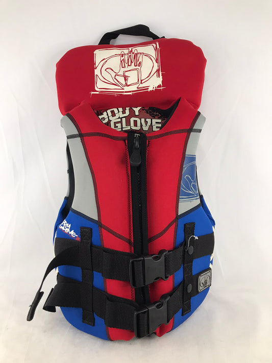 Life Jacket Child Size 60-90 Pound Youth Body Glove Red Blue Grey Neoprene New Demo Model