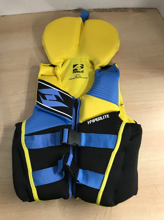 Life Jacket Child Size 60-90 lb Youth Hyperlite Neoprene Yellow Blue Excellent As New PT 3440
