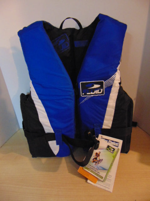 Life Jacket Adult Size XX Large Fluid Blue Black White New With Tags