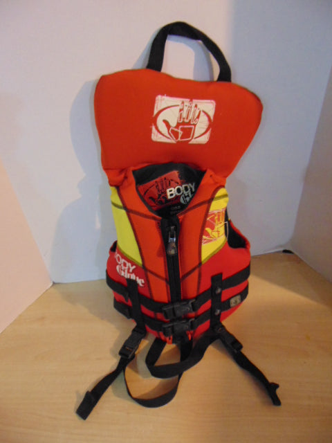 Life Jacket Child Size 30-60 Pound Body Glove Neoprene Red Yellow Excellent