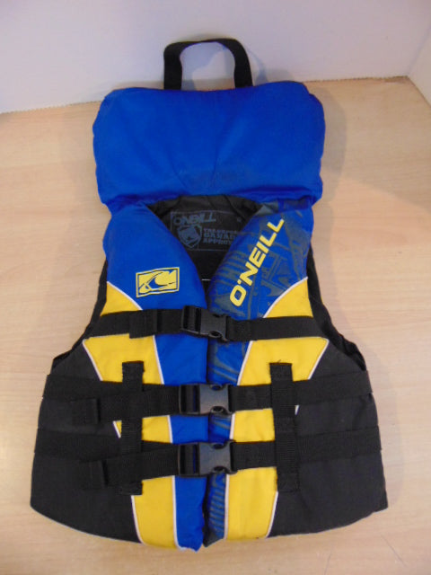 Life Jacket Child Size 60-90 lb Youth O'Neill Blue Black Yellow Mint Condition