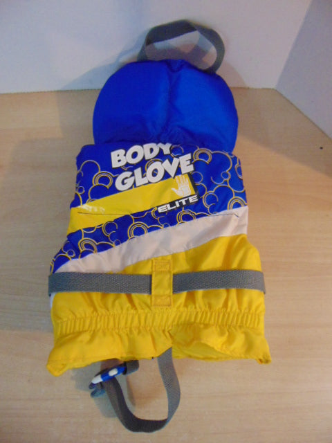 Life Jacket Child Size 20-30 lb Infant Body Glove Elite Blue Yellow New Demo Model
