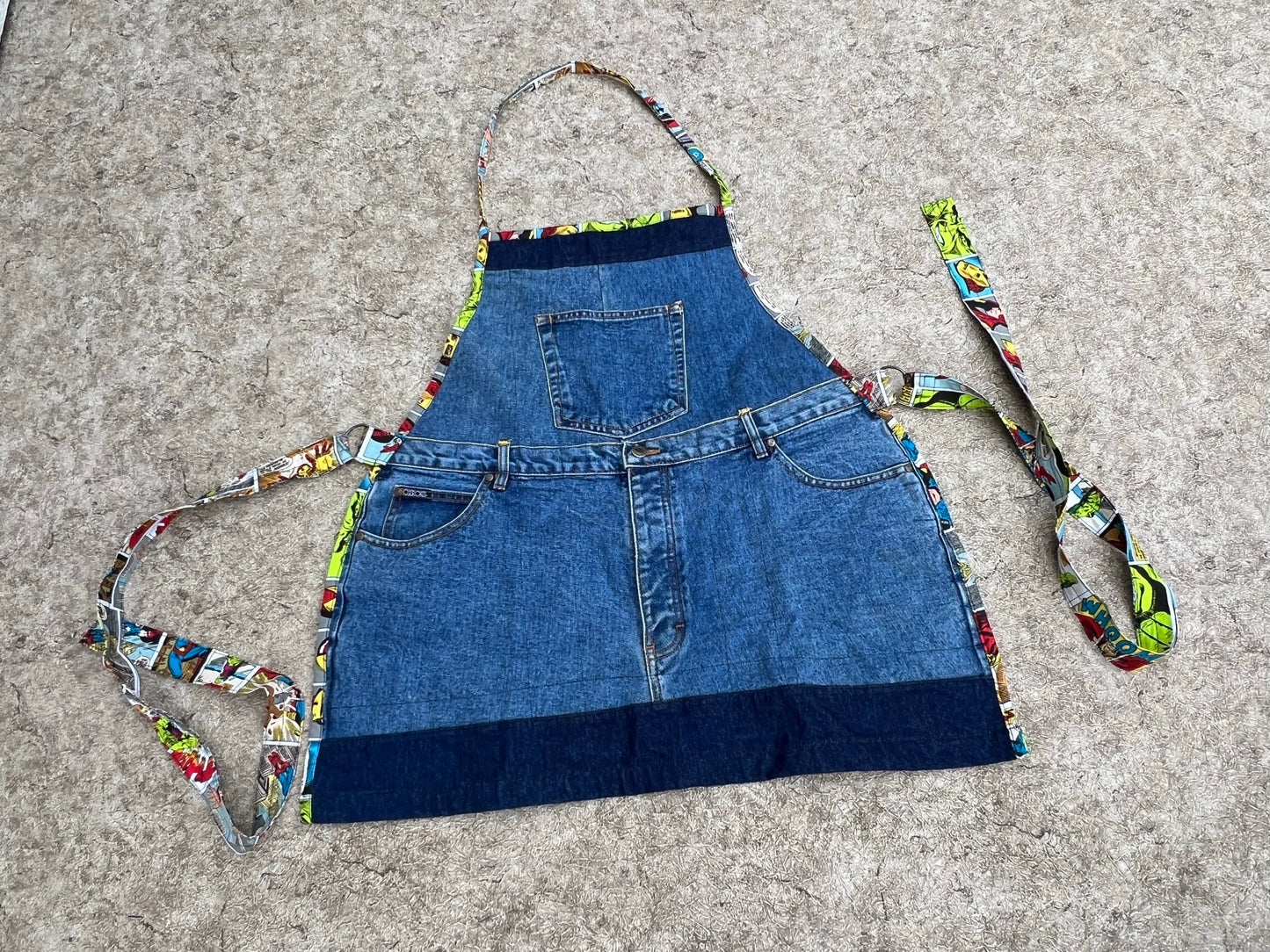 Marvel Comics Action Figures Cartoon Custom Apron Adult Size Made With Denim Jeans and Cotton Comic Material Can Be Used Either Side Amazing