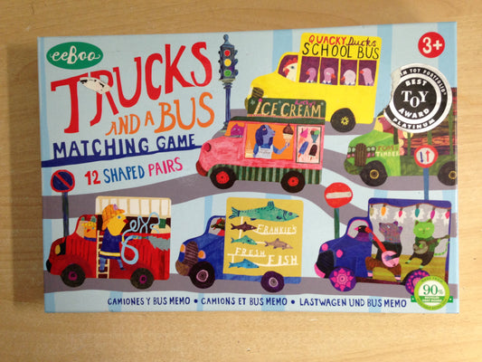 Game EEBOO Trucks and Bus Shape Matching Game Complete Excellent