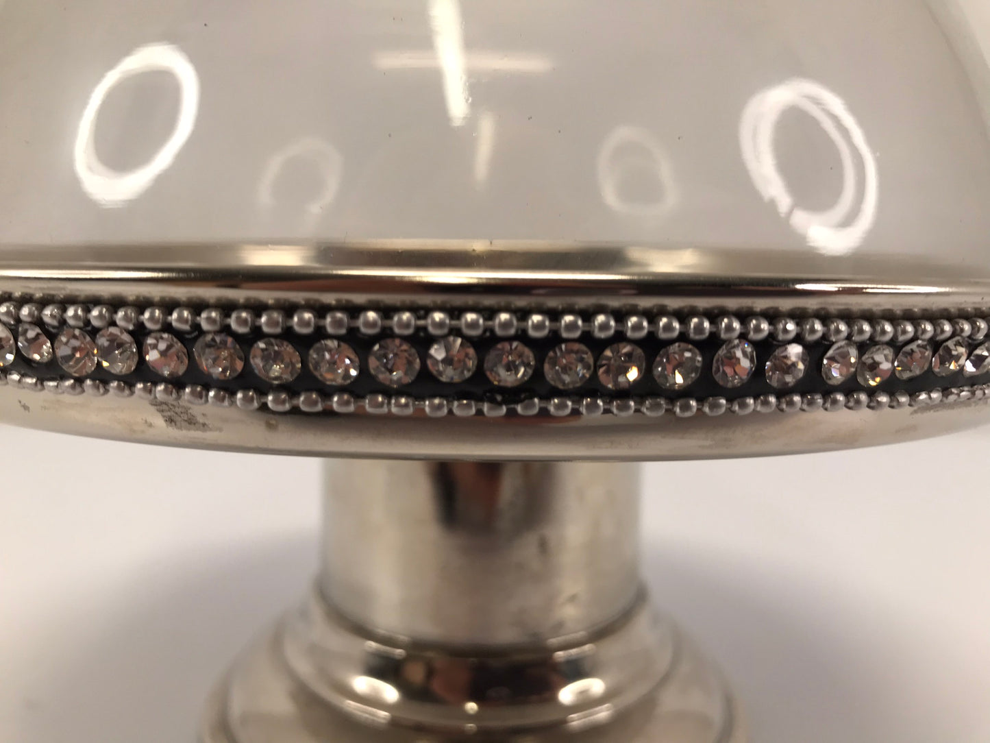 Metal Cake Plate With Bling and Glass Dome Top Excellent
