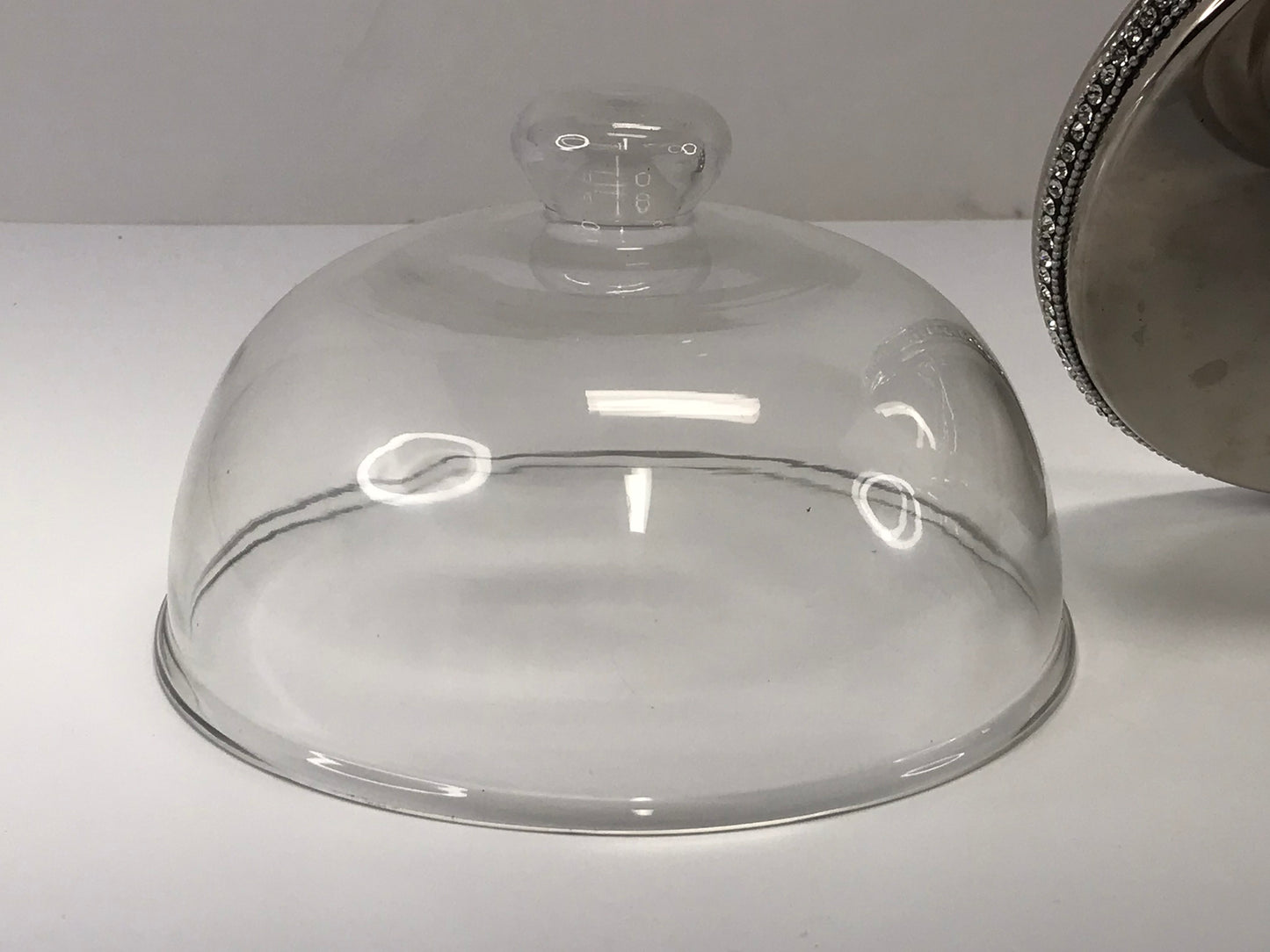 Metal Cake Plate With Bling and Glass Dome Top Excellent