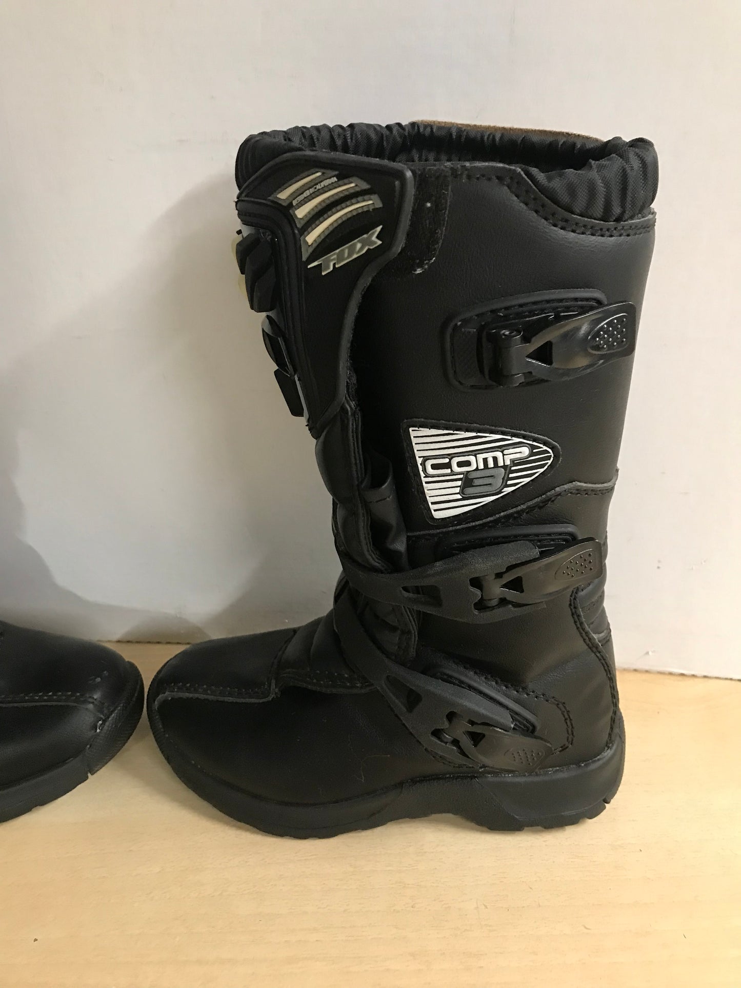 Motocross BMX Dirt Bike Bike Boots Fox Child Size 1 Black Excellent Top Buckle On Both  Removed For Velcro Only