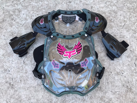 Motocross BMX Dirt Bike Chest Protector Child Size 12 Fox Pink Black Excellent As New