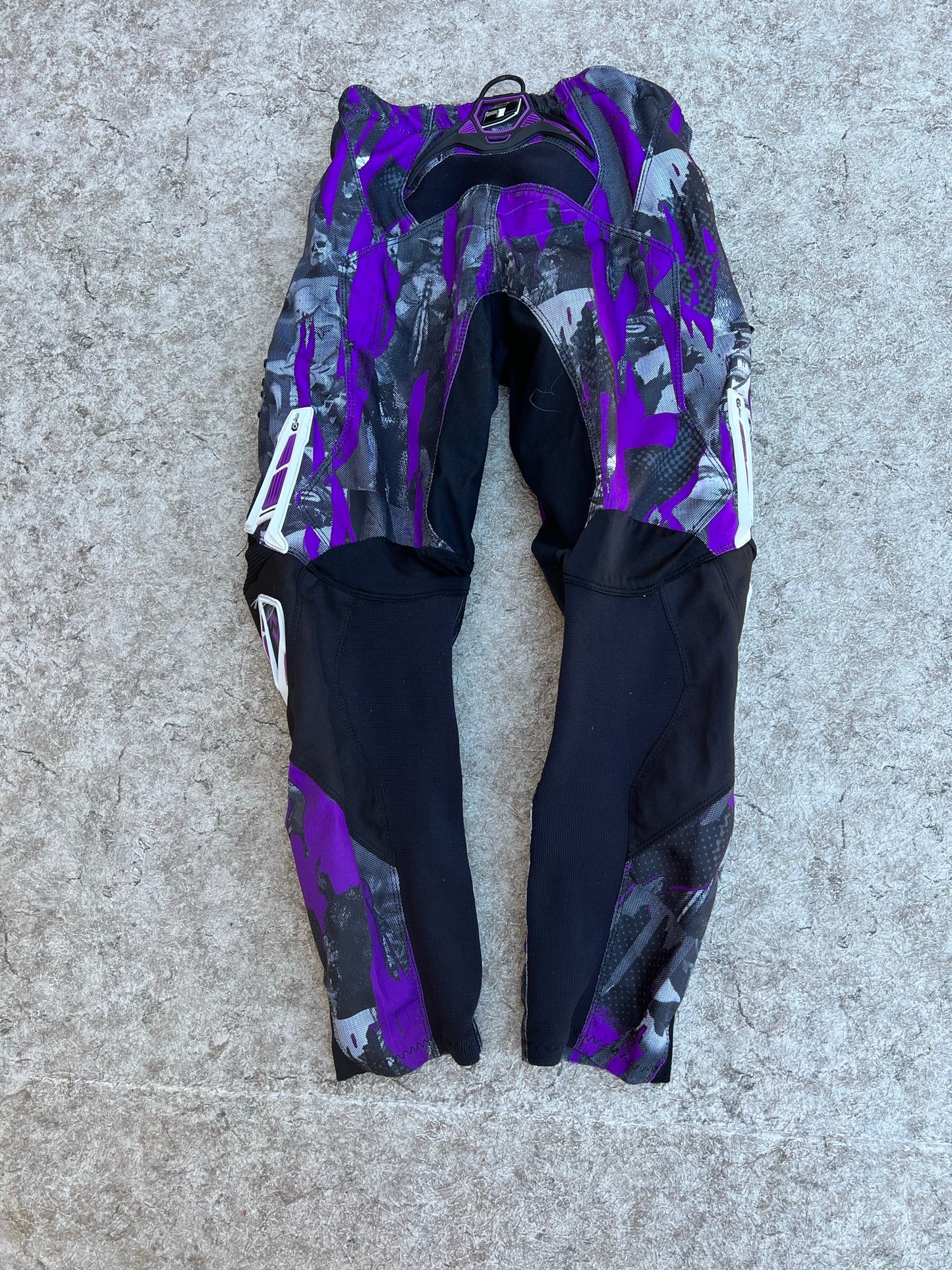 Motocross BMX Dirt Bike Child Size Junior 28 Inch One Carbon Pants Purple Black Excellent