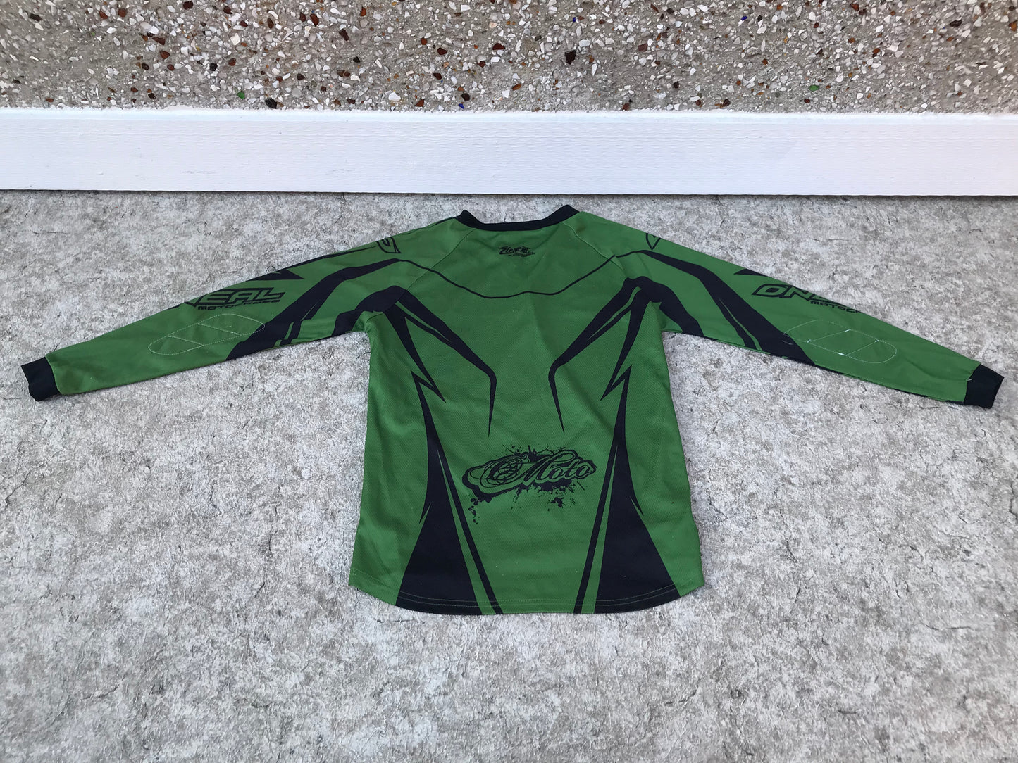 Motocross BMX Dirt Bike Child Size Large 10-12  Oneill Jersey Green Black Few Marks