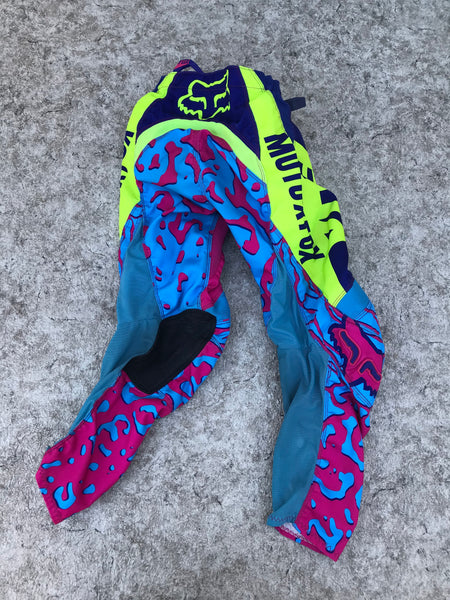 Motocross BMX Dirt Bike Pants  Child Size 24 inch Size 8-10 Fox Pink Multi Minor Marks