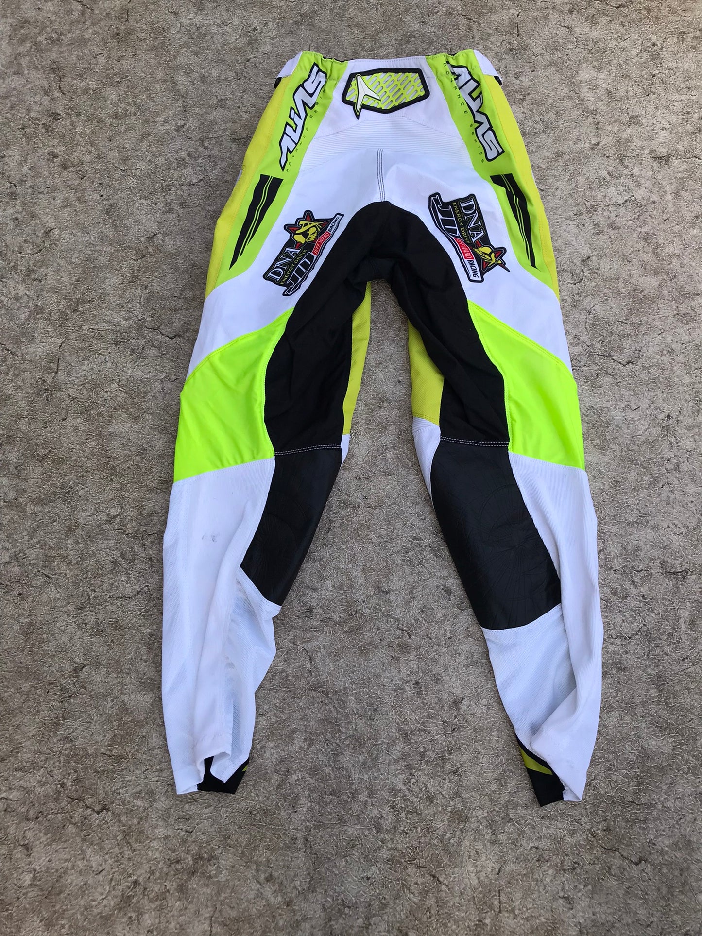 Motocross BMX Dirt Bike Pants Men's Size 30 inch Small Alias Lime White Black Excellent