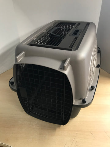 My Little Pet Shop Pet Puppy Cat Kennel Crate 2 Door With Top Load Light and Dark Brown 24 x 18 x 16 Up To 25 lb Excellent