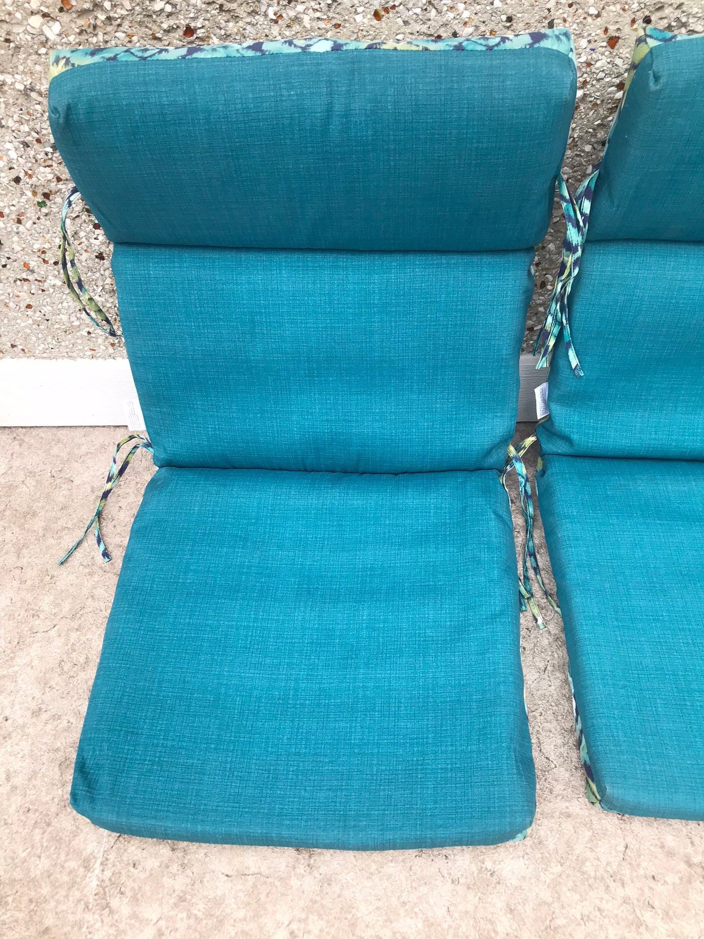 Patio Deck 2 Chair Outdoor Cushion Pads Reversable Teal 48 x 22 inch No Damage