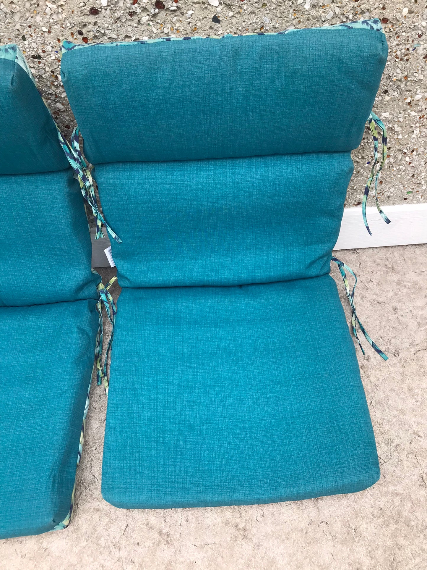 Patio Deck 2 Chair Outdoor Cushion Pads Reversable Teal 48 x 22 inch No Damage