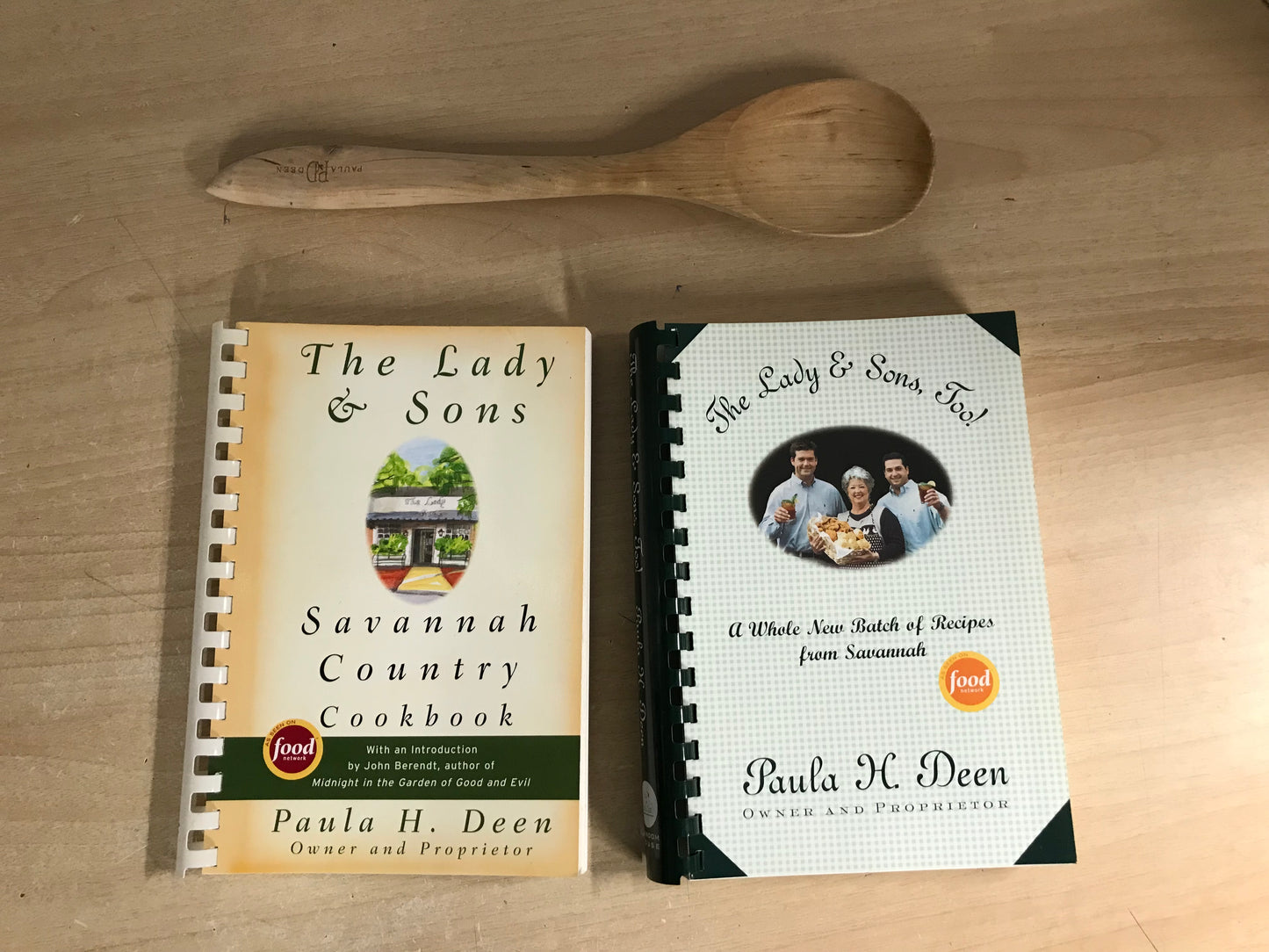 Paula Deen Food Network Cookbooks and Signature Wooden Spoon Set