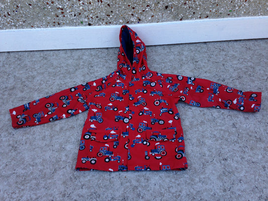 Rain Coat Child Size 8 Hatley Red Blue Tractors Waterproof Excellent Bottom Snap Broken