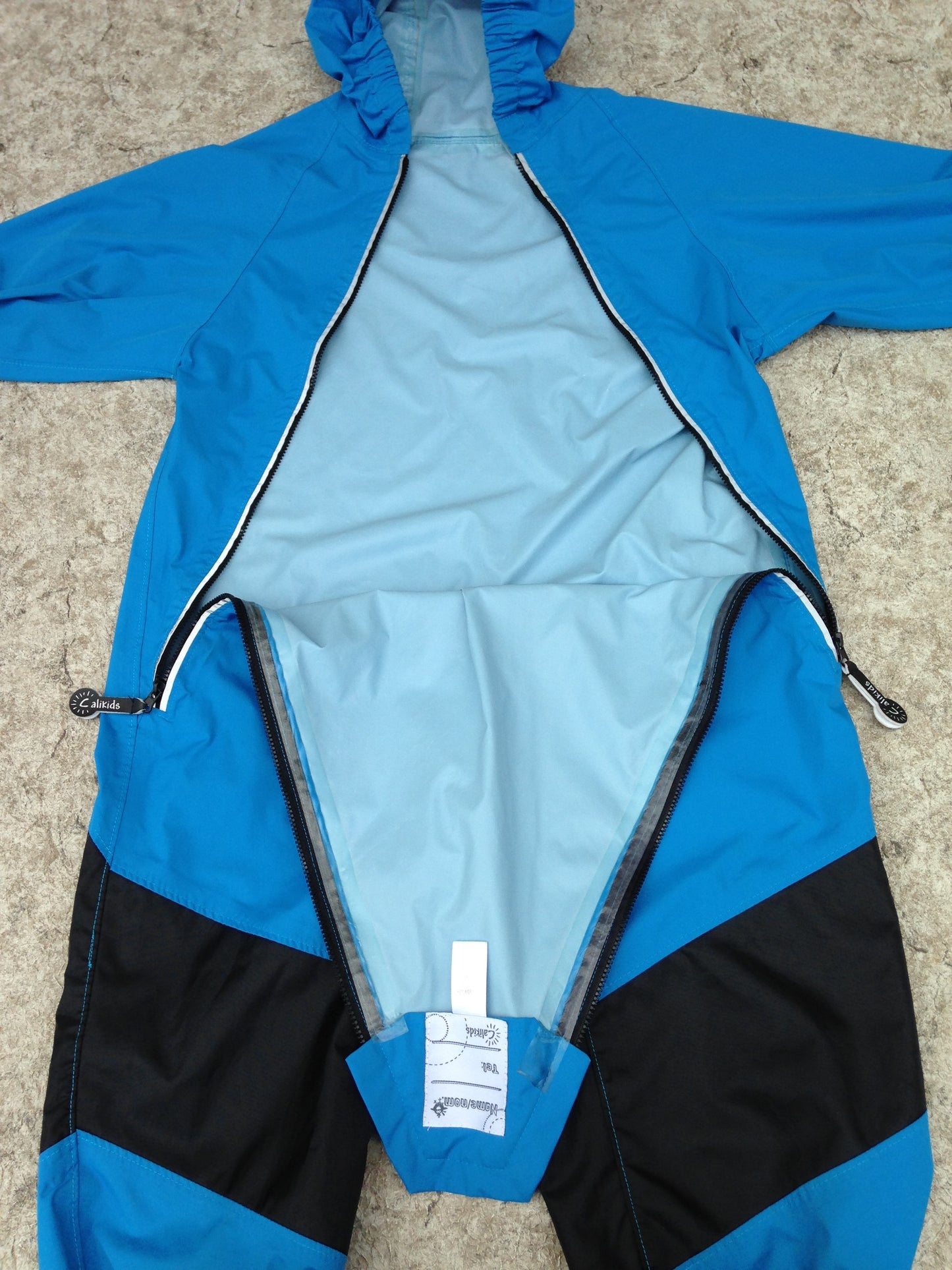 Rain Suit Child Size 3-4 Muddy Buddy CaliKids Pants Coat Aqua Blue Waterproof Excellent