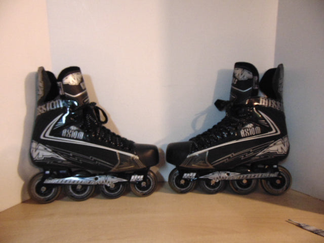 Hockey Roller Hockey Skates Men's Size 12.5 Shoe Size Mission Axium 3 Black New Demo Model Outstanding