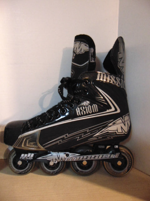Hockey Roller Hockey Skates Men's Size 12.5 Shoe Size Mission Axium 3 Black New Demo Model Outstanding