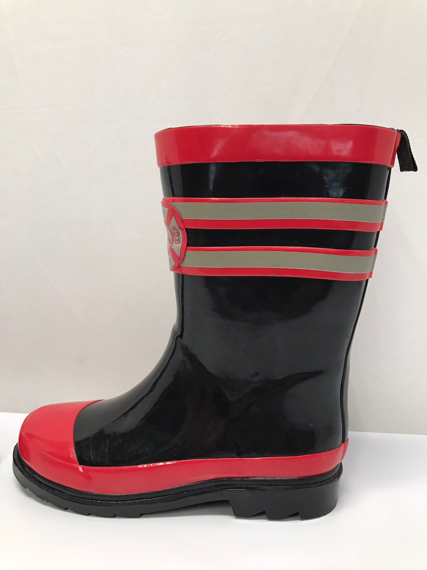 Rain Boots Child Size 2 Fireman Red Black Excellent