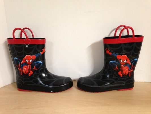 Rain Boots Child Size 2 Spider Man Black Red