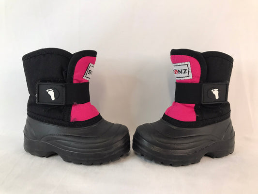 Rain boots Child Size 5 Infant Toddler Stonz Black Pink Outstanding Quality