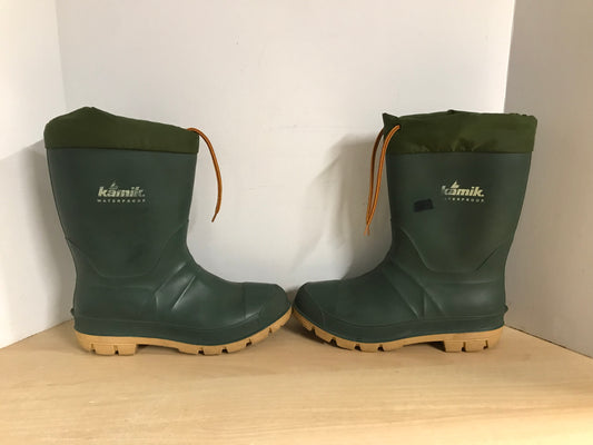 Rain Boots Child Size 6 Youth Kamik Kamik Green With Liner Waterproof Minor Wear