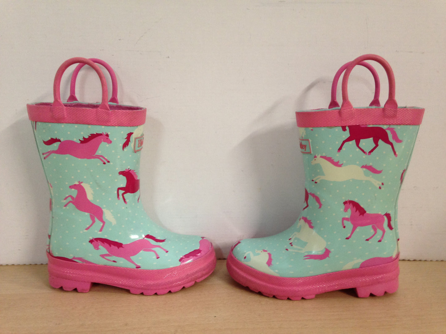 Rain Boots Child Size 8 Hatley Toddler Pink Teal Ponies
