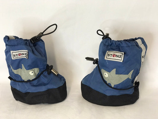 Rain Boots Child Size Toddler Large 5.5 inch Foot Size Stonz Shark Denim Blue Grey New Demo Model