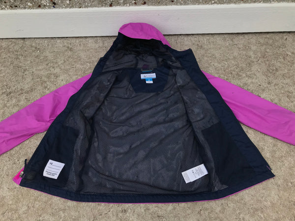 Rain Coat Child Size 10-12 Columbia Purple With Reflectors Excellent