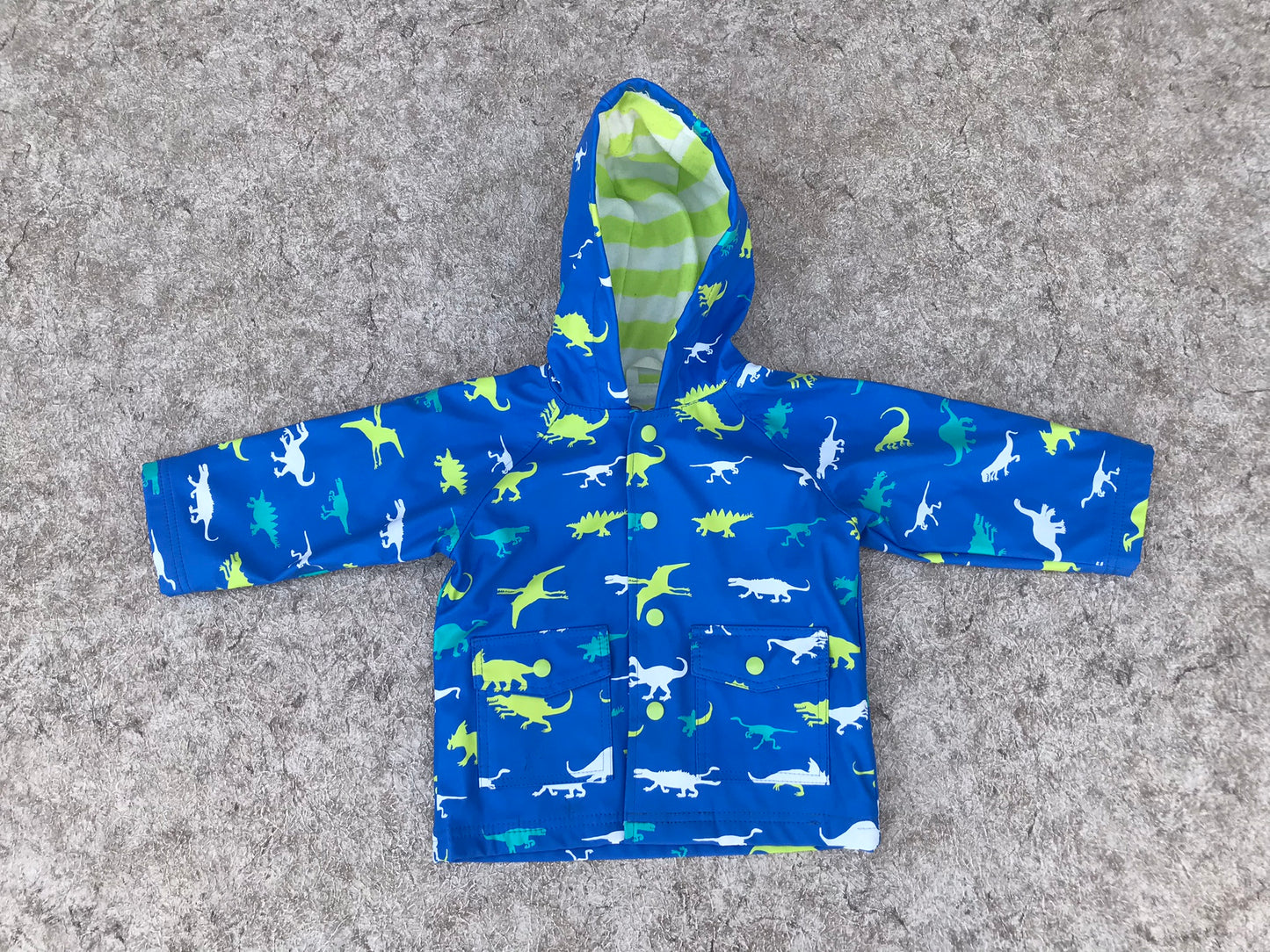 Rain Coat Child Size 12-18 Month Hatley Blue Lime Dinosaurs