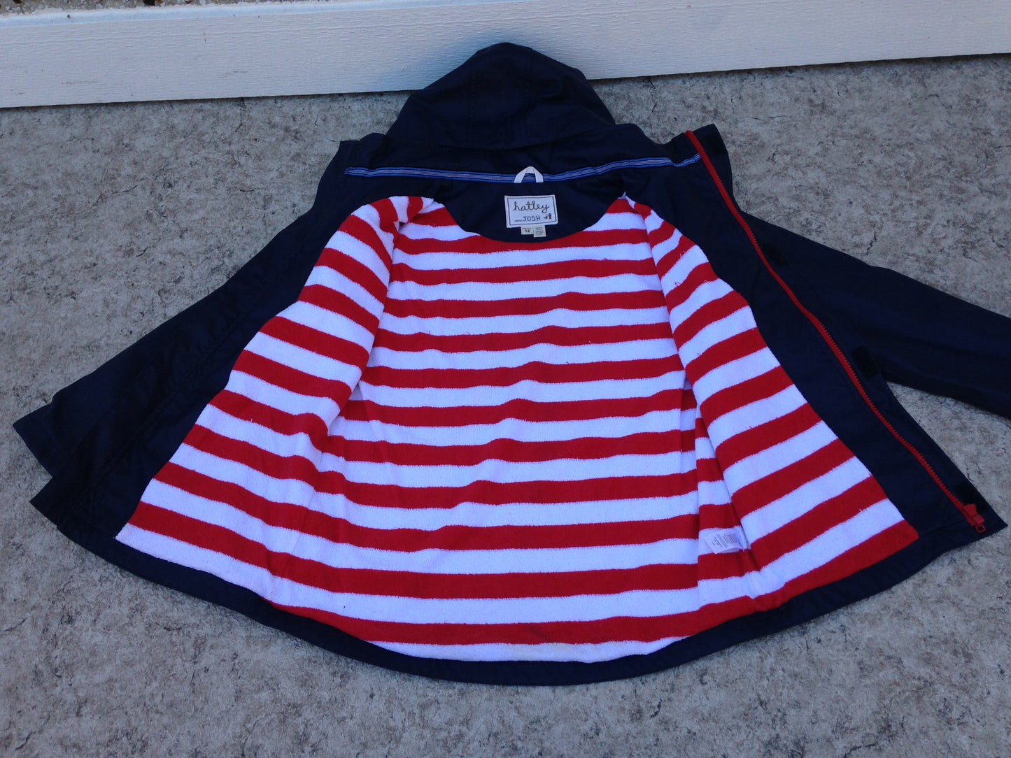 Rain Coat Child Size 12 Hatley Navy Red Waterproof