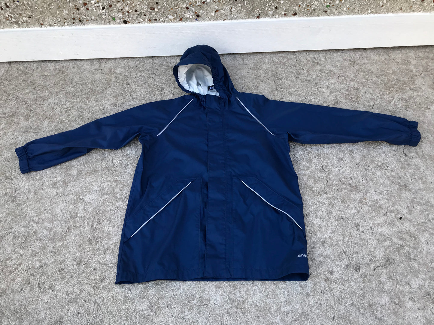 Rain Coat Child Size 12 MEC Marine Blue With Reflectors Waterproof NEW DEMO MODEL