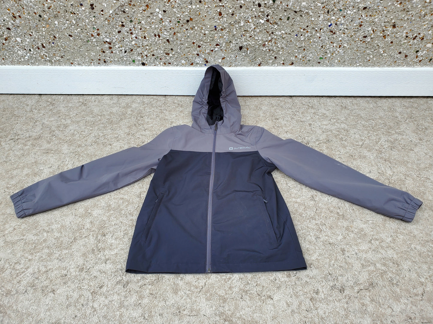 Rain Coat Child Size 14-16 Outbound Black Grey New Demo Model