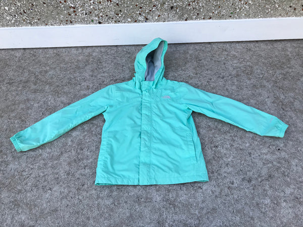 Rain Coat Child Size 14-16 The North Face Mint Grey Micro Fleece Lined Inside Excellent