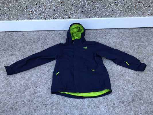 Rain Coat Child Size 14-16 The North Face Navy and Lime Works Well For Spring Skiing Too