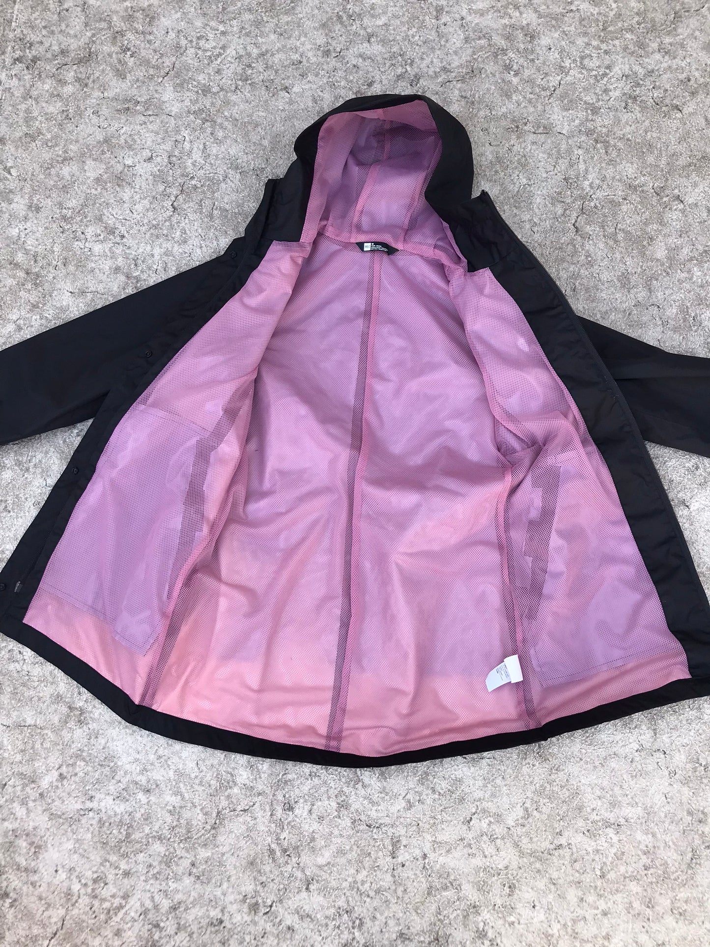 Rain Coat Child Size 14 MEC Youth Black Pink Long Excellent