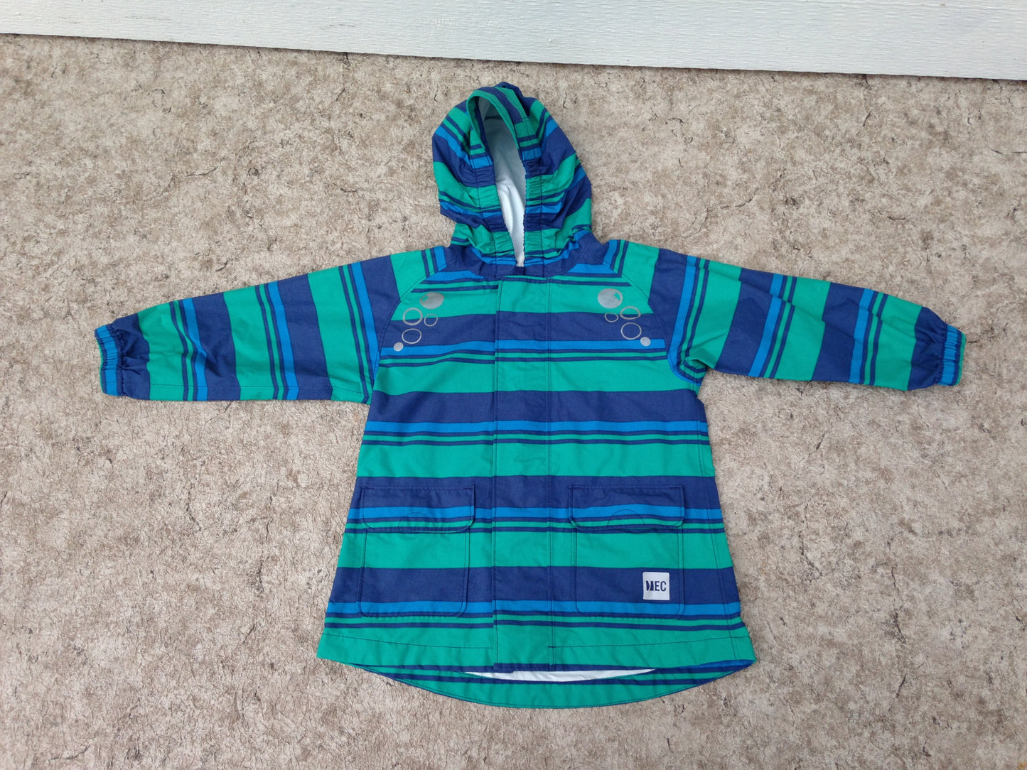 Rain Coat Child Size 24 Month MEC Teal Blue Excellent