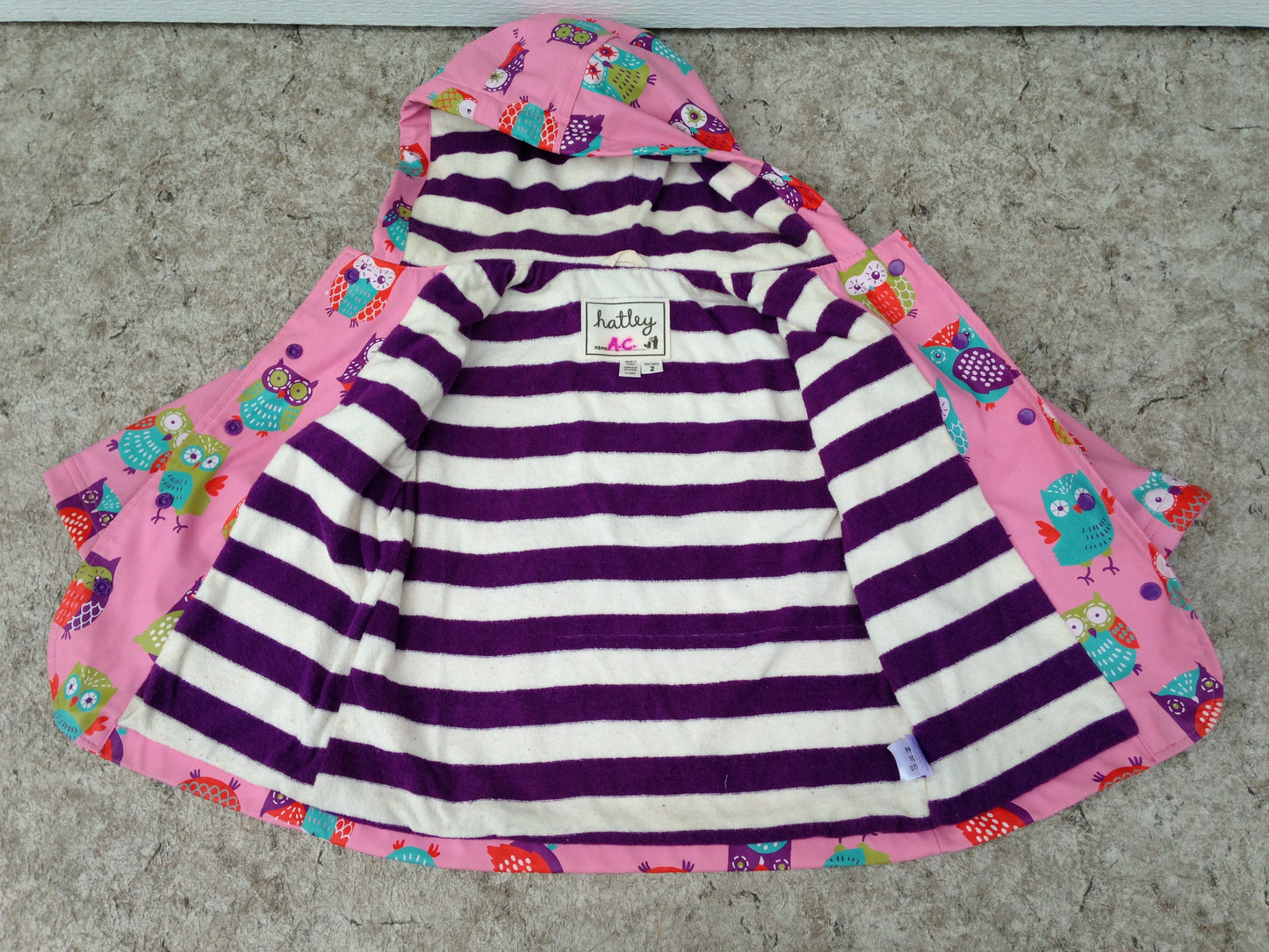 Rain Coat Child Size 2 Hatley Pink Purple Multi Excellent