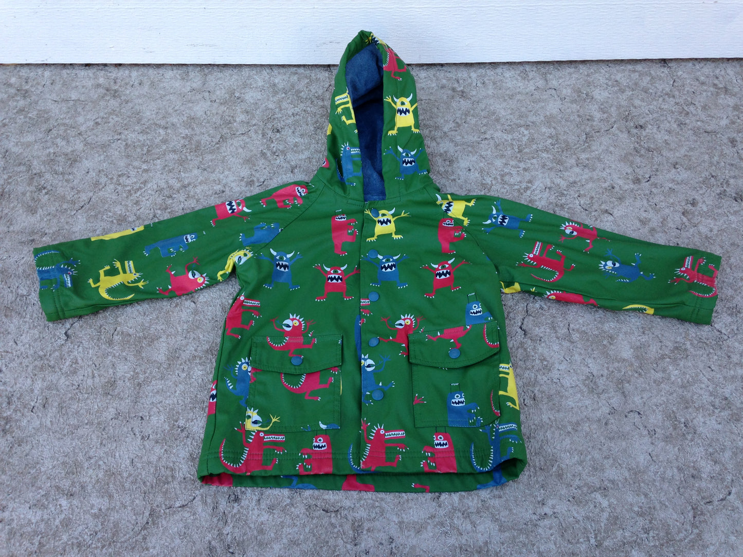 Rain Coat Child Size 4 Hatley Green Monsters