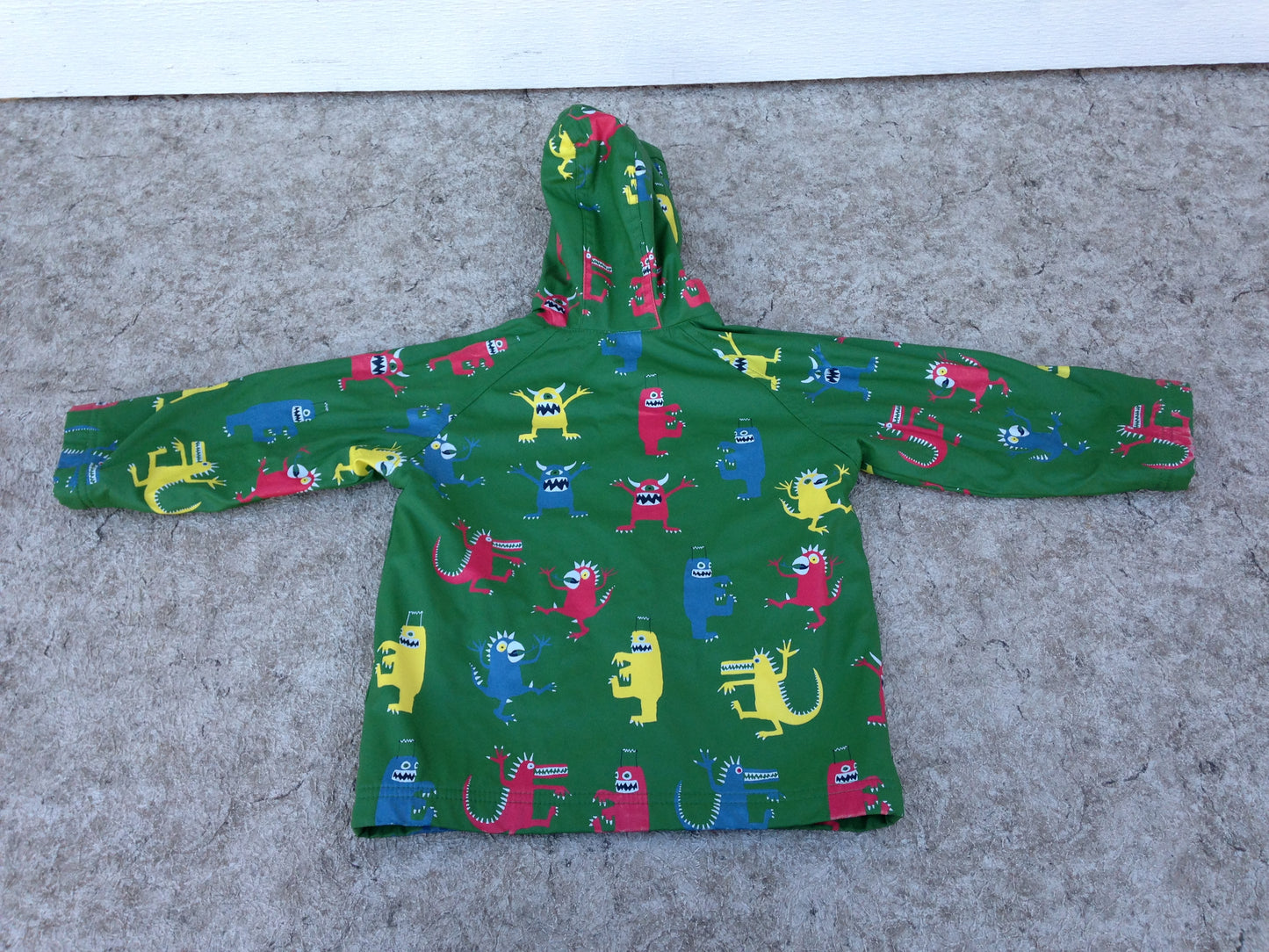 Rain Coat Child Size 4 Hatley Green Monsters