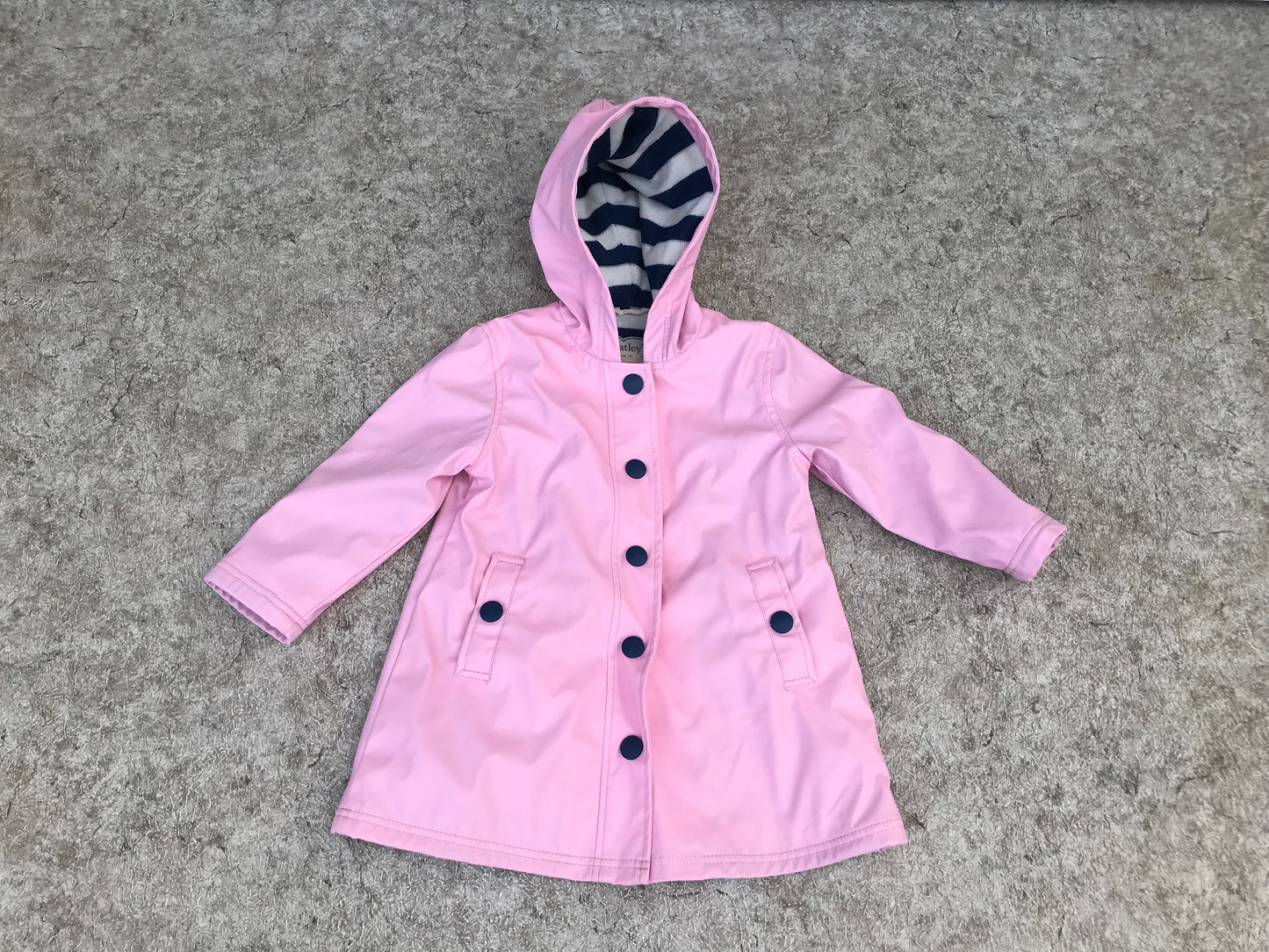 Rain Coat Child Size 4 Hatley Pink Navy and White