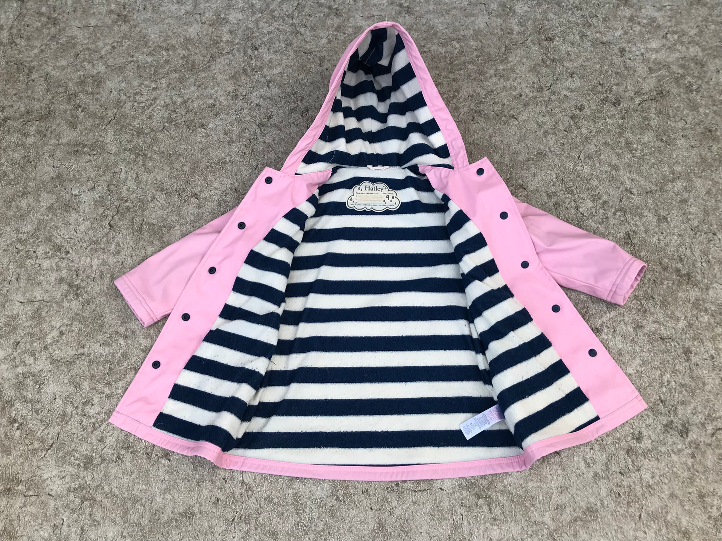 Rain Coat Child Size 4 Hatley Pink Navy and White