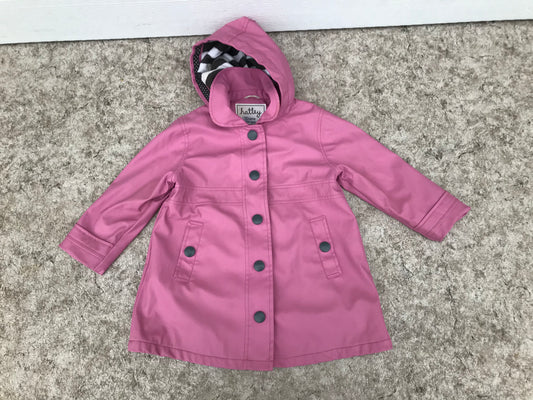 Rain Coat Child Size 4 Hatley Pink With Black White Lined