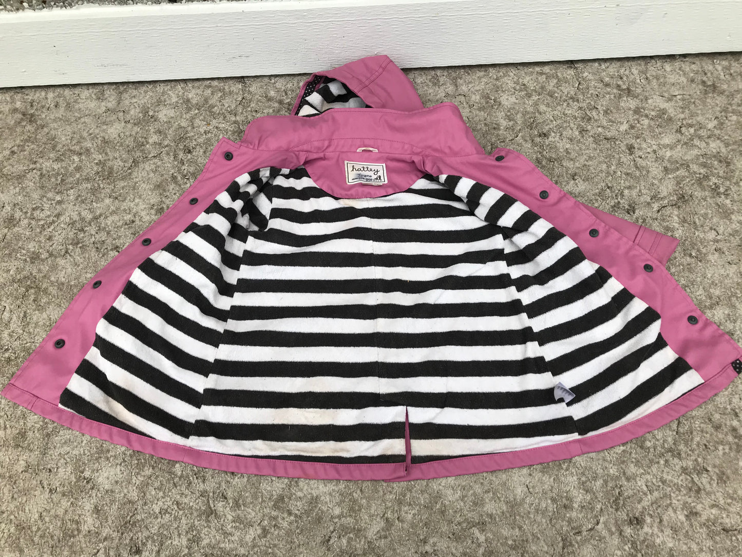 Rain Coat Child Size 4 Hatley Pink With Black White Lined