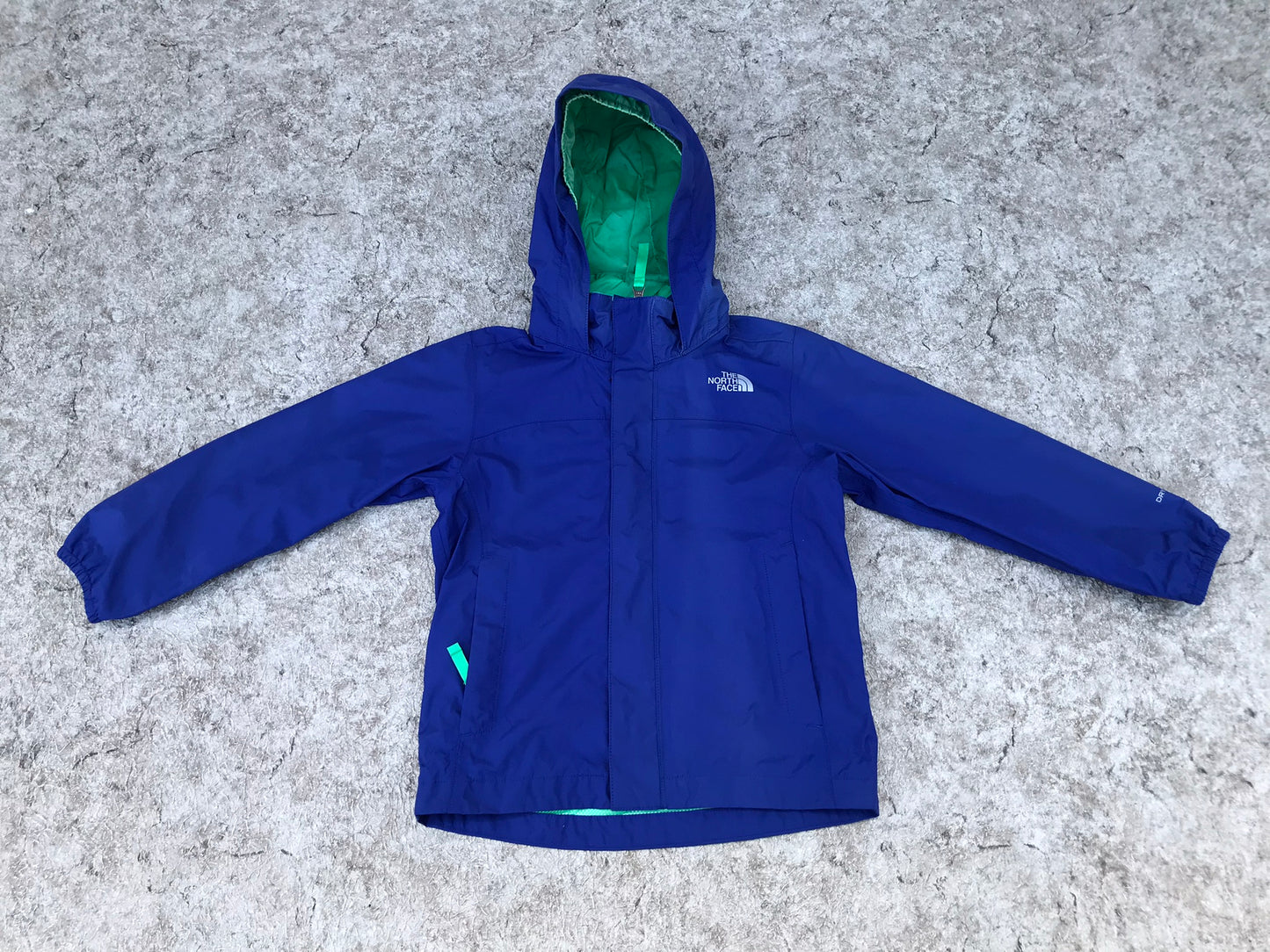 Rain Coat Child Size 5-6 The North Face Dry Vent Marine Blue Green Excellent
